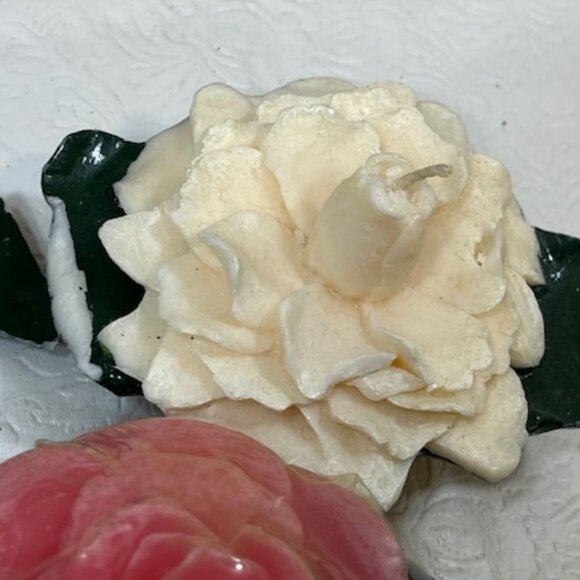 VTG 4 White 1 Pink Magnolia Floating Floral Candles Michael Coffindaffer 5.5"x4" - Picture 4 of 11